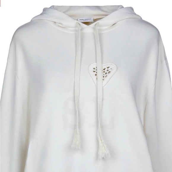 Saint Laurent Crochet Woven Peekaboo Heart Hoodie “I Heart SL” - S - Picture 1 of 12